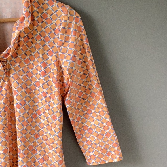 J. McLaughlin Ruffle Durham Catalina Cloth Print 3/4 Sleeve Orange - Picture 4 of 10
